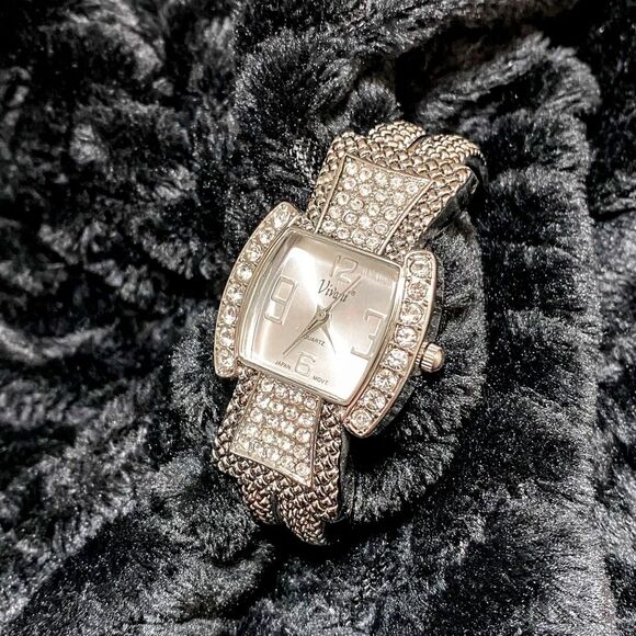 Vivani Diamond Studded Silver Hinge Bracelet Watch - Picture 5 of 5